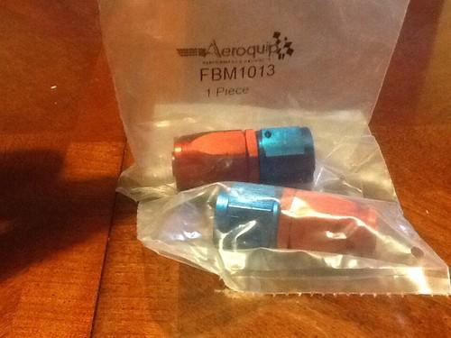 2 anodized aeroquip an -8  straight red blue hose fitting pn fbm1013 or fbm4413