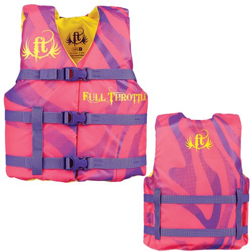 Full throttle 104200-105-002-15 character life vest - youth 50-90lbs - pink