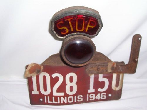Antique 1920s  stop light tail signal red glass lens model a, t w/license plate