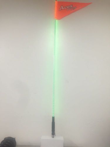 5 foot green rzr whip lighted led whip w/ flag - utv rzr atv  (1 year warranty)