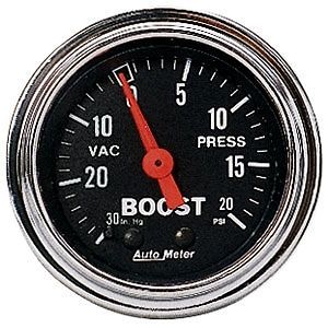 Auto meter 2401 traditional chrome series gauge 2&#034; boost/vacuum mechanical
