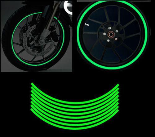 Green18&#034; motorcycle car wheel rim reflective metallic stripe tape decal sticker