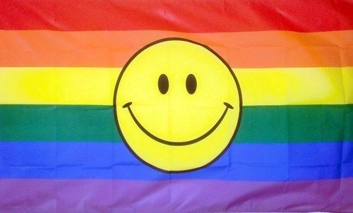 Rainbow smile smiley  flag lrg 3x5 ft  new 2 sided