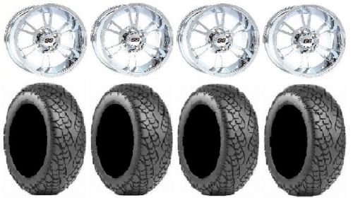 Itp ss112 chrome golf wheels 12&#034; 215x35-12 greensaver tires yamaha