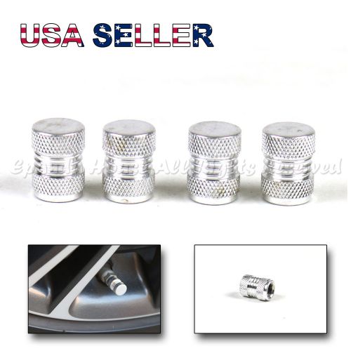 4x high tech anodized silver painted aluminum metal wheel tire valve stem caps