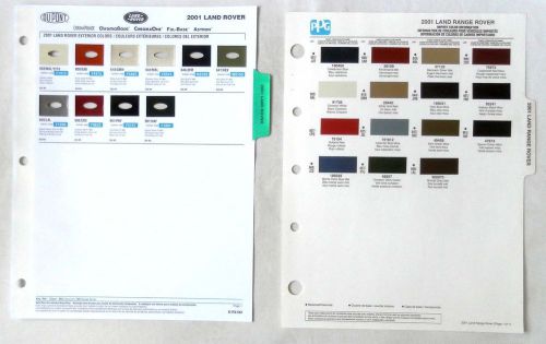 2001 land rover dupont and ppg   color paint chip chart all models original