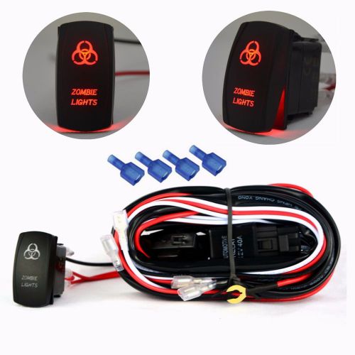 Wiring harness relay laser rocker switch red led light zombie on off boat truck