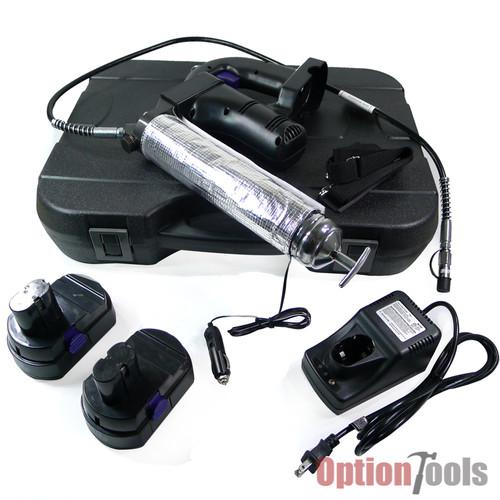 18 volt cordless grease gun w/ 12v thermal warmer quick charger 2 batteries case