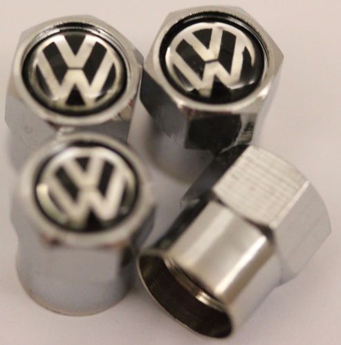 Volkswagen vw tire valve stem caps cover wheel aluminum set of 4 free shipping