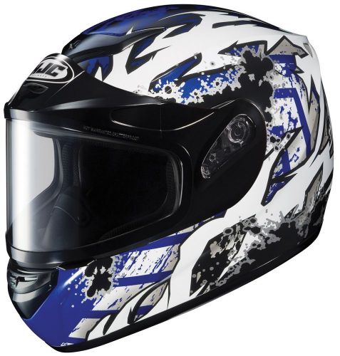 Hjc cs-r2 skarr dual lens snow helmet dot black/silver/blue adult small s sm