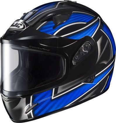 Hjc is-16 ramper blue large dual lens snowmobile full snow sled helmet lrg lg