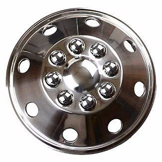 Dicor 16&#034; stainless steel 8-lug single/dual wheel cover, (set of 4) shfm16