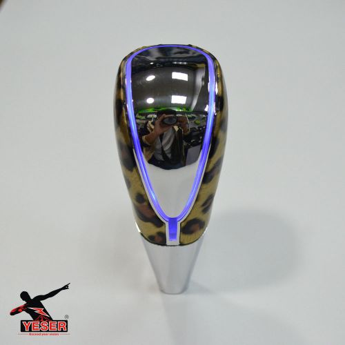 Leopard design led car shift knob activated discolor touch gear stick shifter