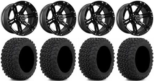 Madjax nitro black golf wheels 14&#034; 23x10-14 xt trail tires ez-go &amp; club car