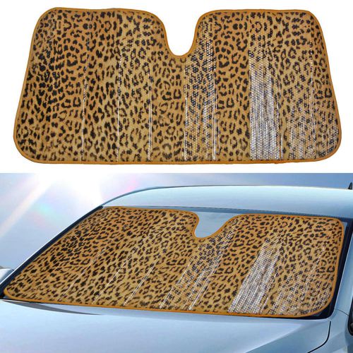 1 piece leopard beige sunshade front windshield reflective backing auto shade