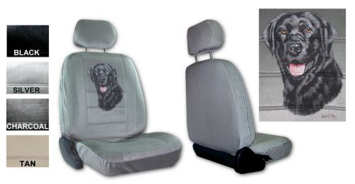 Black labrador dog lab canine 2 low back bucket car truck suv seat covers pp 2a