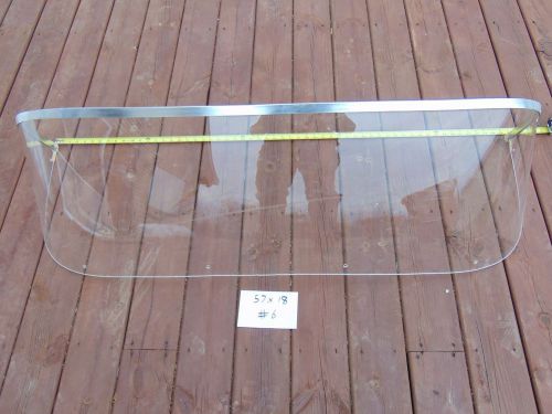 Nos vintage curved plexiglass boat windshield 57&#034; x 18&#034; clear 56&#034; 58&#034;