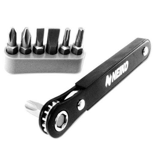 1/4 inch drive flat mini ratcheting screwdriver &amp; bit set- phillips slotted torx