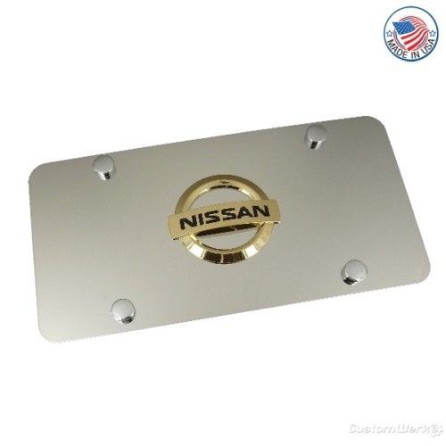 Nissan new gold logo on polished license plate