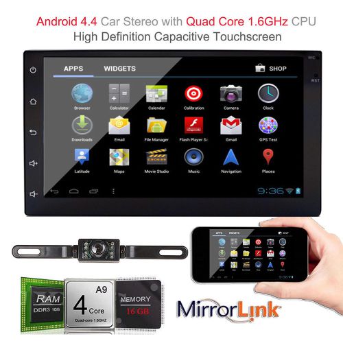 Gps android 4.4 quad core double 2din car stereo no dvd player 3g wifi bt+camera