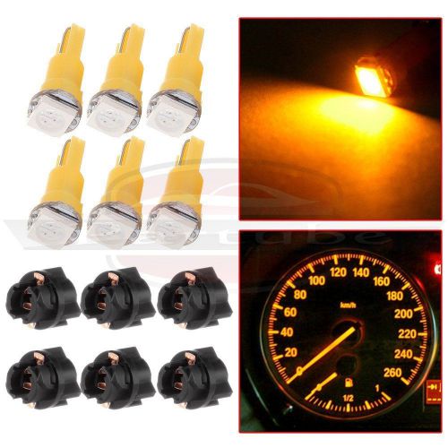 6 x amber led bulbs w/ twist lock for vehicle instrument gauge side light  74 t5