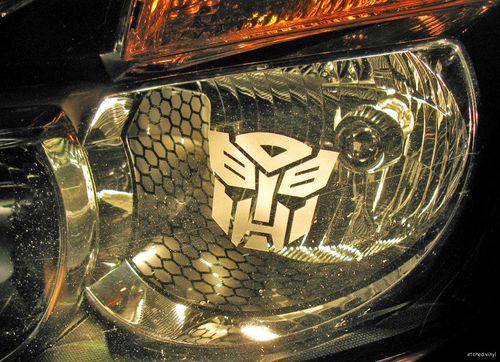 Transformers autobot head or tail light decal etched sticker graphic vinyl car