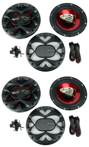 4) new boss ch6530 6.5&#034; 3-way 600w car audio coaxial speakers stereo red