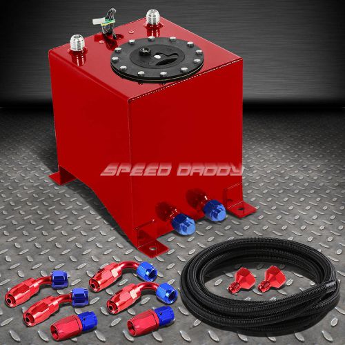 2.5 gallon red aluminum fuel cell gas tank+cap+level sender+nylon fuel line kit