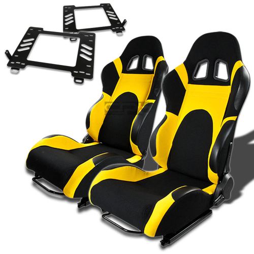 Type-6 racing seat black yellow woven+silder+for 98-05 miata mx-5 nb bracket x2