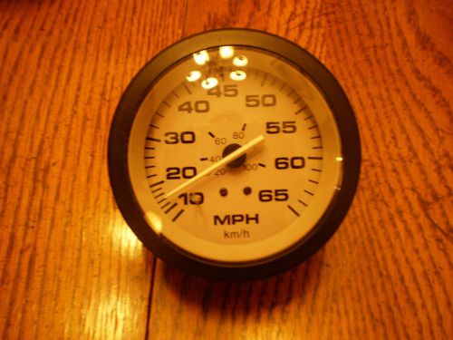 Faria speedometer  gauge 10-65 mph light gray face black rim   3.25&#034; hole  b39