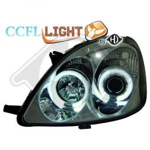 Chrome clear finish ccfl angel eyes headlights for toyota yaris 99-03