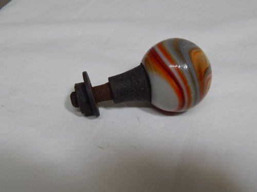 Vintage marble slag glass gear shift knob mixed colors with  red swirl rat rod