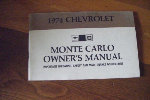 1974  chevrolet  monte carlo   owners  manual  nos ????  manual