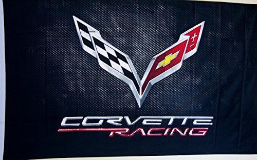 Nuge corvette black c-7 car flag 3&#039; x 5&#039; indoor outdoor auto banner