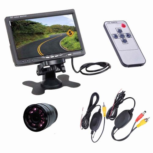 7&#034; lcd car rear view mirror monitor wireless night vision backup reverse camera