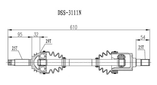 Diversified shafts solutions 3111n left front cv axle - new - 95-99 accent