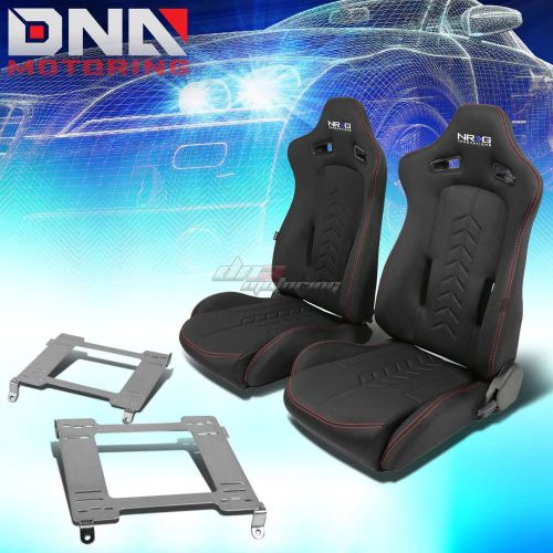 Nrg black reclinable racing seats+full stainless bracket for 240sx s13 s14 ka