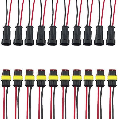 10 set 2 pin way car waterproof electrical connector plug with wire awg marine