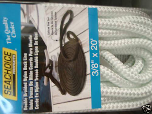 Dock line  3/8" x 20ft  50-40101 white double braid boatingmall ebay store sale 