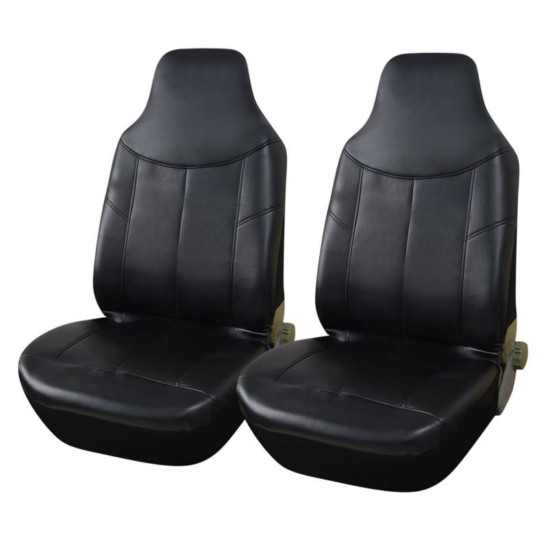 Adeco 2-piece luxury leatherett universal vehicle car front seat cover set-black