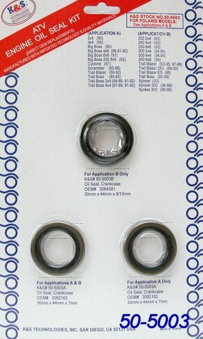 K&s engine oil seal kit fits polaris 250 6x6 1993