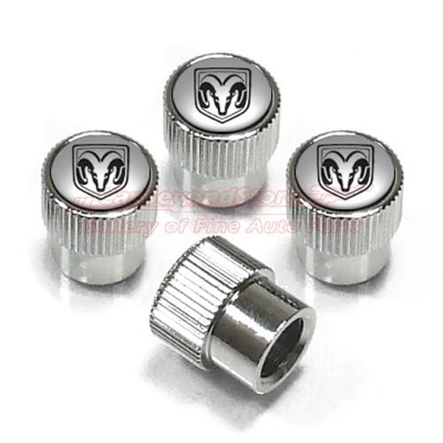 Dodge ram logo chrome abs tire stem valve caps, 4 caps, licensed, + free gift