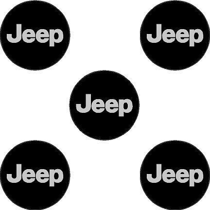 Jeep wheel center cap rim overlay decal stickers set of 5 decals rims black grey