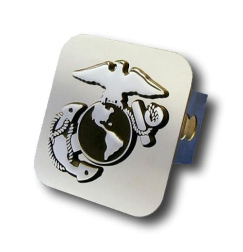 Us marine corps insignia chrome trailer hitch plug made in usa genuine