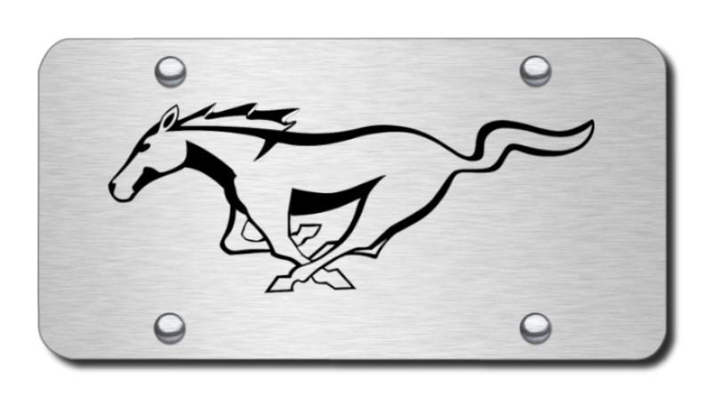 Ford mustang pony laser etched brushed stainless steel license plate made in us