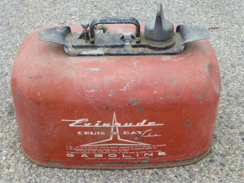 Vintage evinrude rare cruise-a-day outboard boat motor gas tank 6 gal fuel can