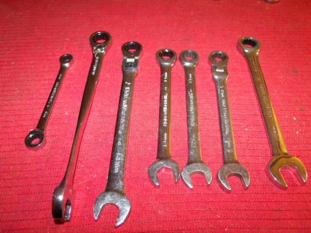 Gearwrench 7 pc lot ratcheting wrenches metric good used