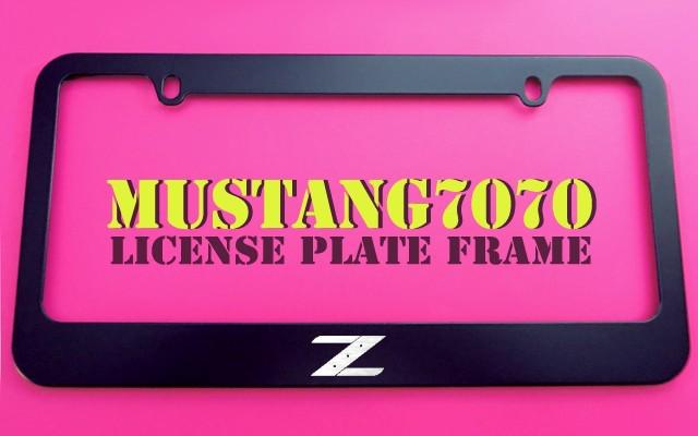 1 brand new nissan z logo 350 black metal license plate frame + screw caps