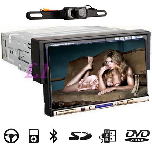 1 din in dash 7" usb fm radio car dvd stereo player touch screen bt+rear camera