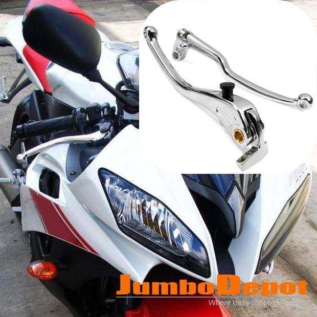Motorcycle silver chrome brake clutch lever handle fits yamaha yzf r6 2005 06-08